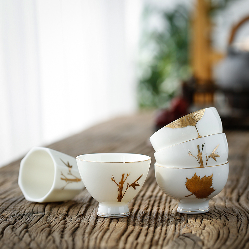 Don difference up dehua white porcelain paint cup sample tea cup manual ceramic glaze masters cup kung fu tea pu - erh tea cup