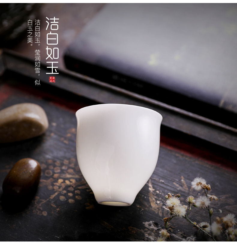 Don difference up dehua white porcelain masters cup kung fu tea set sample tea cup lard white jade porcelain teacup checking ceramic hat to CPU