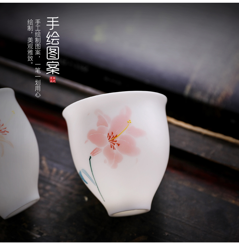 Don difference up hand - made ceramic cups sample tea cup dehua white porcelain personal cup thin foetus master cup creative kung fu tea set