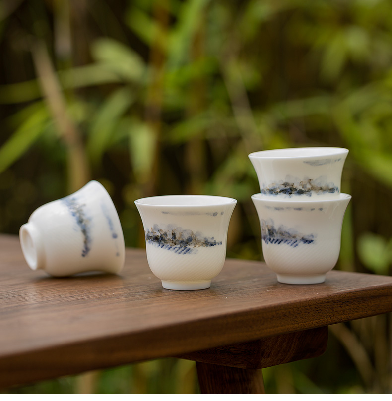 Tang s hand - made of ink painting masters cup single tea cup, kung fu tea set ceramic bowl sample tea cup white porcelain cups