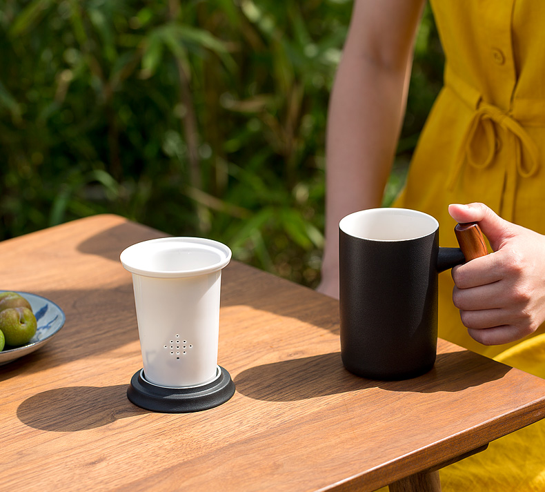 Tang s keller ceramic cup with cover separation of tea ultimately responds a cup of office home large capacity filter cups