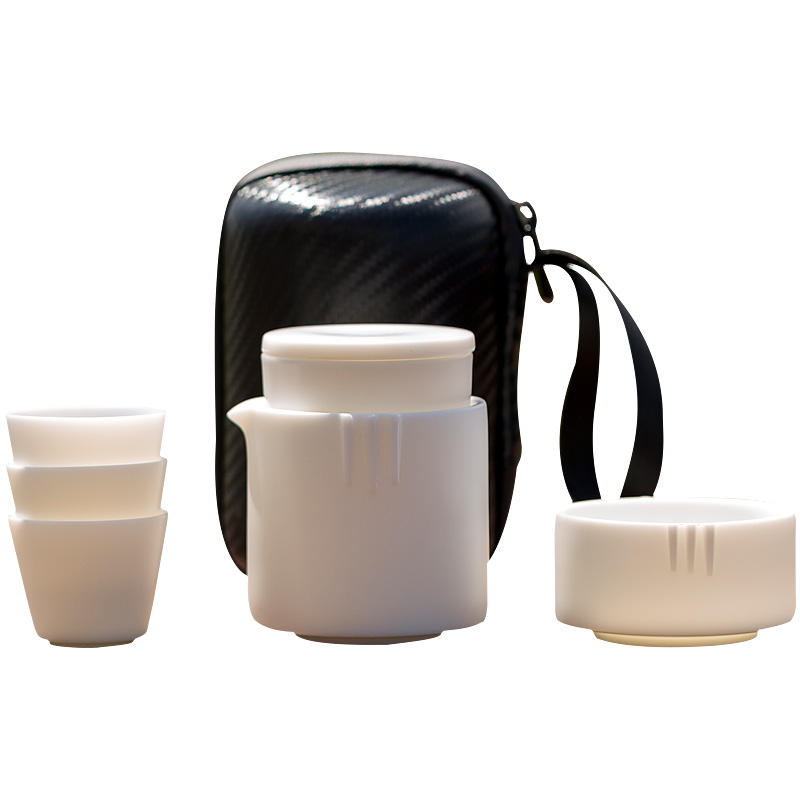 Tang dehua white porcelain cup to crack a pot of the third cup second cup travel portable kung fu tea set car is suing tea cups