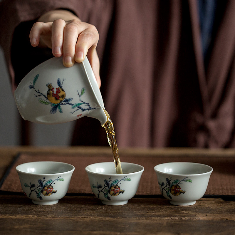 Tang s single archaize pomegranate tea cup checking ceramic cups domestic tea tea taking master cup kung fu tea set