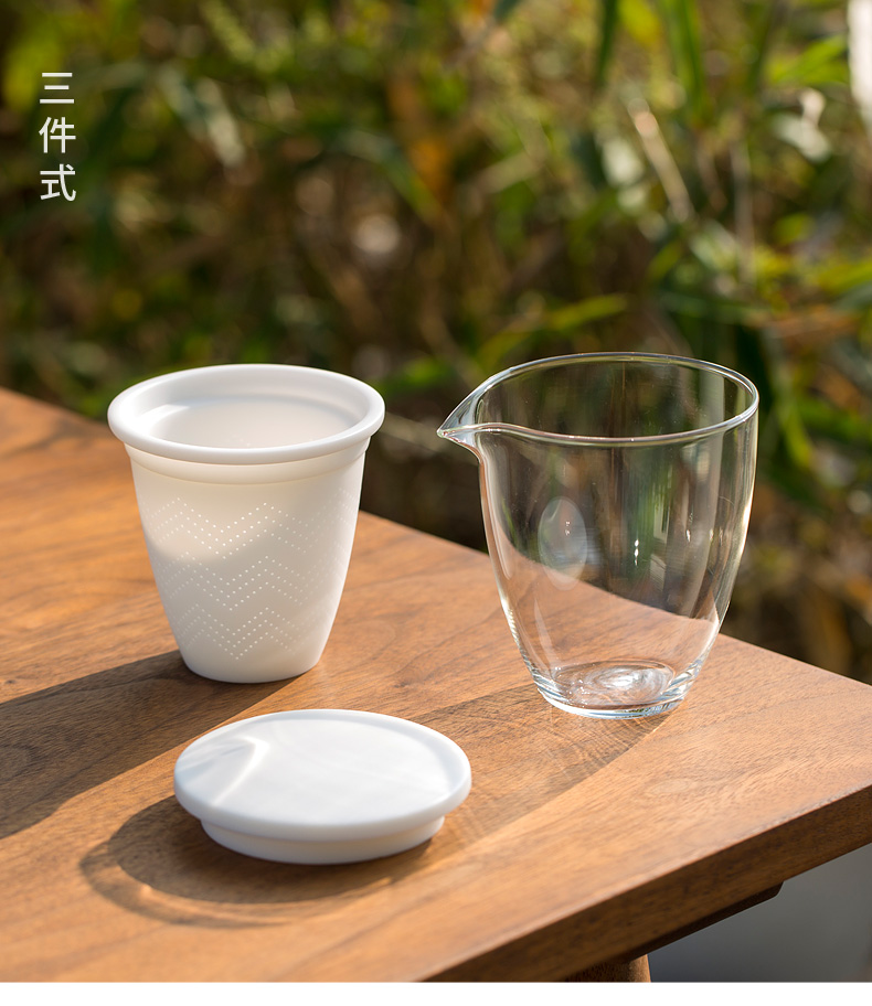 Tang's white porcelain crack cup cup ceramic glass vehicle travel is suing the home portable bag tea set