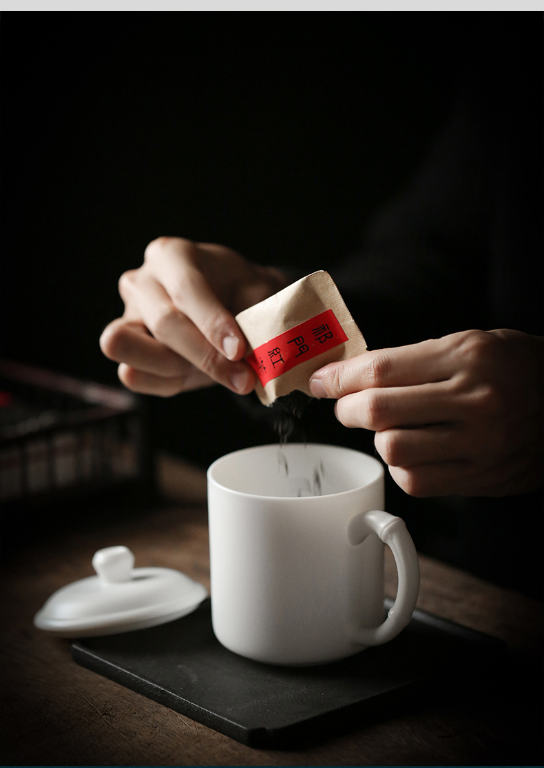 Don difference up suet jade white porcelain craft ceramic cups gift cups with cover cup boss make tea cup office meeting