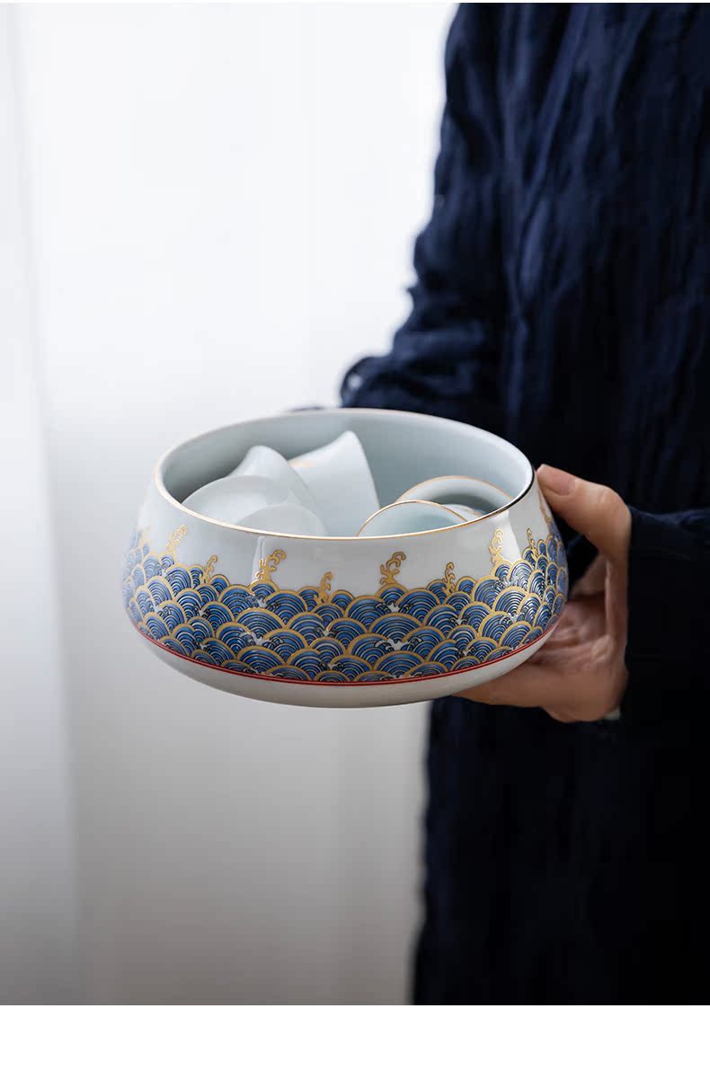Don difference up colored enamel household large writing brush washer water washing dishes washed ceramic kung fu tea tea accessories tea taking with zero