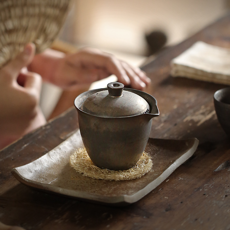 Tang, hold hand by hand pot of rust three to make tea tureen exchanger with the ceramics glaze kung fu tea tea tureen tea bowl