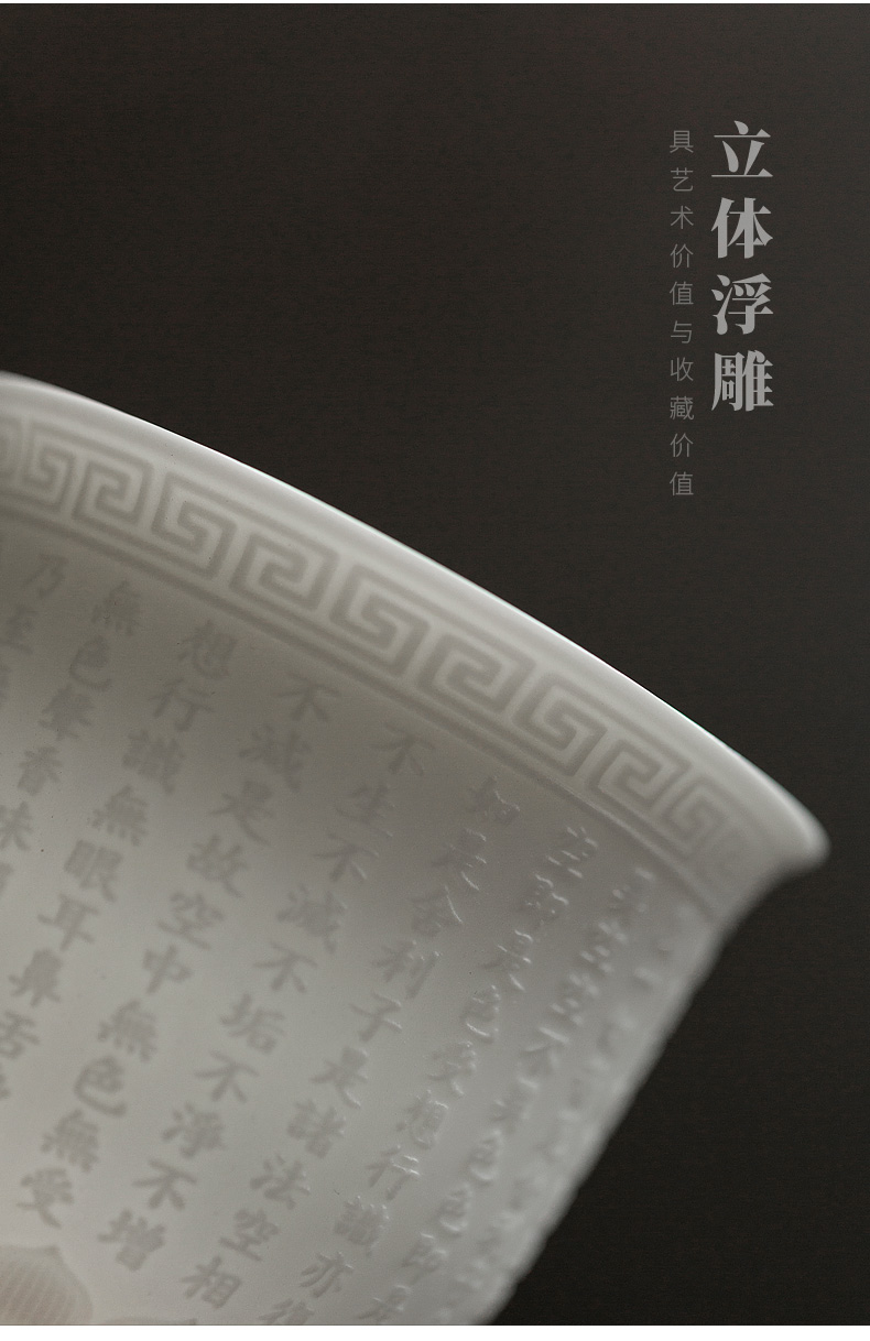 Tang dehua white porcelain shed buford cup kung fu tea cups manual sample tea cup heart sutra large master cup ceramic cup