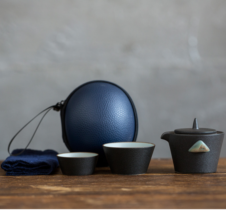 Don difference up color glaze painting crack ultimately responds a pot of two cups of coarse pottery is suing portable travel tea set ceramic kung fu office