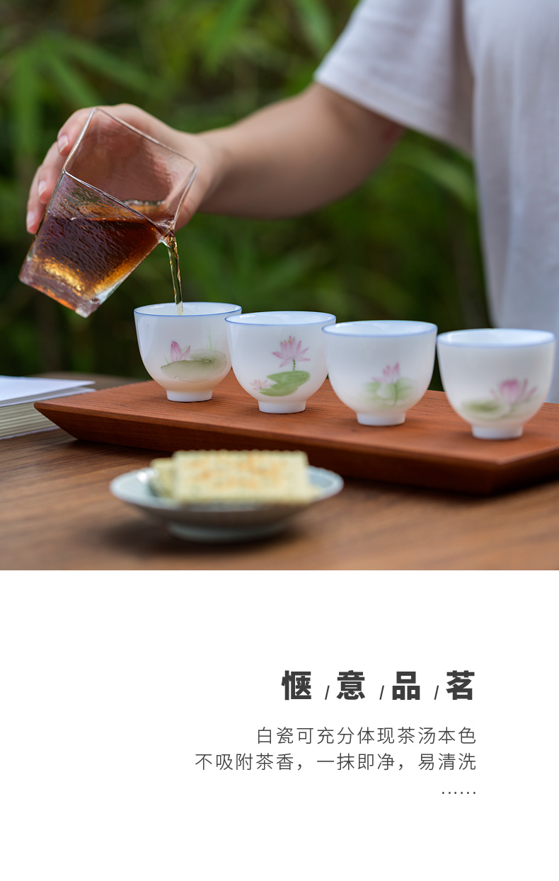 Don difference up hand made lotus tea white porcelain teacup thin body small, move the master cup single CPU single female sample tea cup