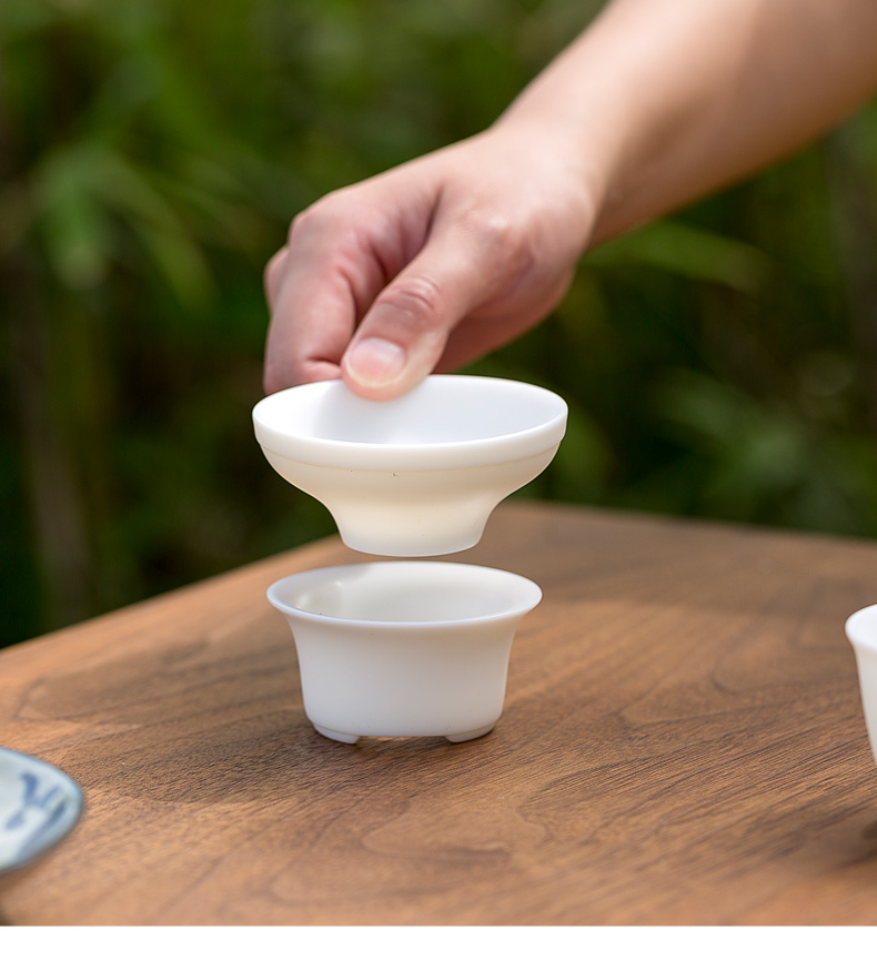Don difference up dehua suet jade white porcelain hand - made tureen kung fu tea set office home sitting room ceramic tea cup