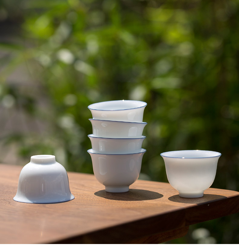 Don difference up thin body white porcelain cups large sweet white kung fu master cup single cup sample tea cup single ceramic kung fu tea set