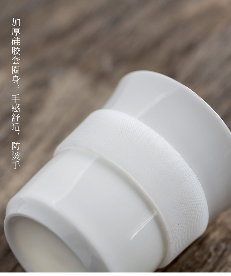 Tang s dehua white porcelain crack cup single travel portable kung fu tea set car is suing office filter cups