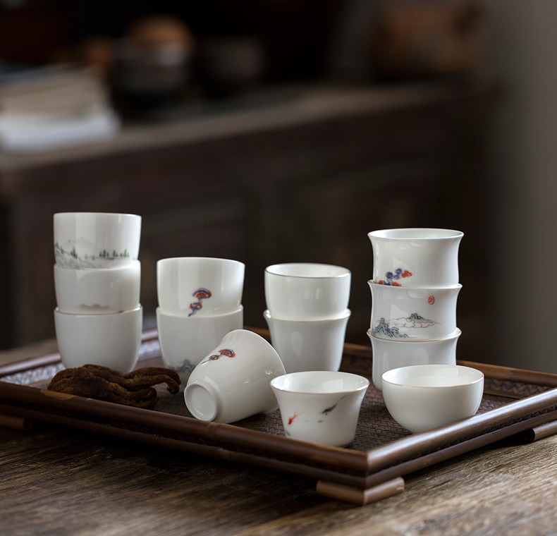 Don difference up dehua white porcelain ceramic cups kung fu tea masters cup manual small sample tea cup fragrance - smelling cup men 's and' s single CPU