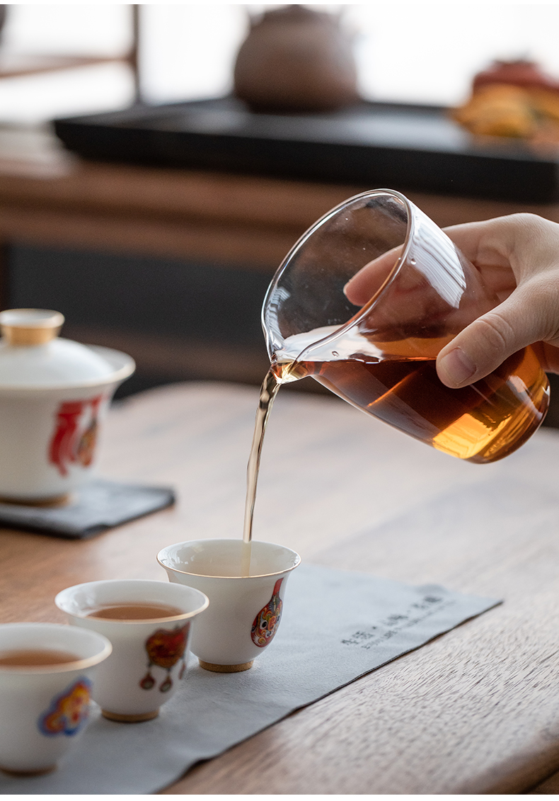 Tang s fortune travel tea set suit white porcelain crack a pot of three glass office travel on - board, portable package