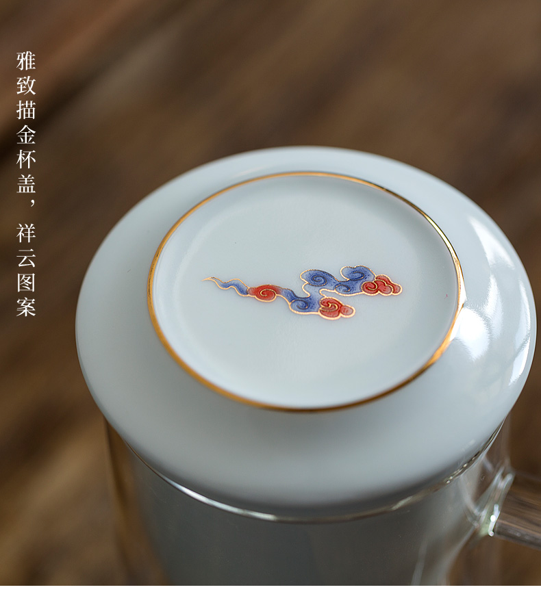 Tang s heat - resistant glass ceramic cups bladder mark cup with cover household glass filter glass office