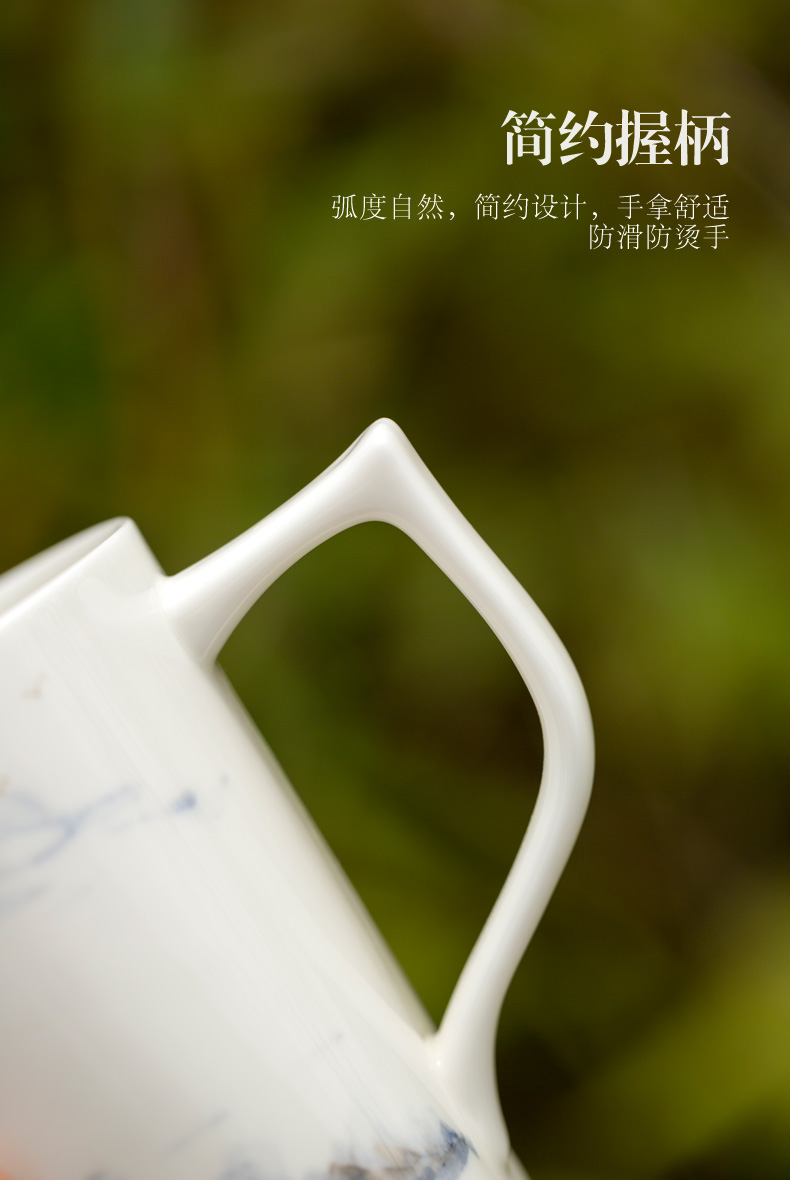 Tang s hand draw thousands of jiangshan white porcelain ceramic tea cup tea cups separation filter with cover of office home