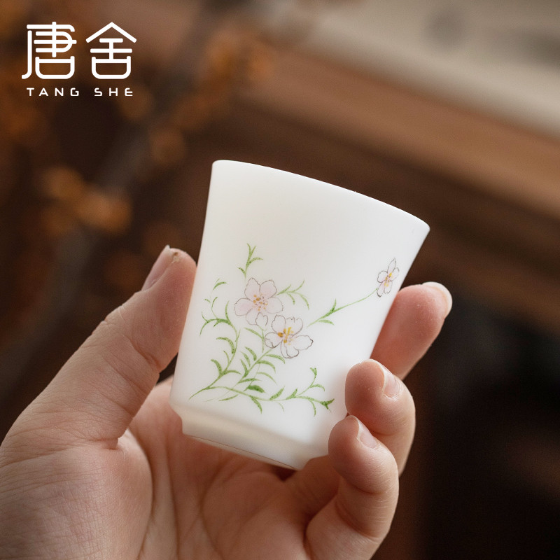 Don difference up suet jade hand - made thin foetus master cup single CPU single sample tea cup white porcelain tea set kung fu ceramic cups