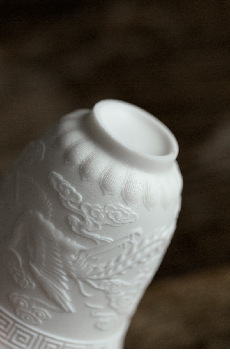 Shed graven images tang dehua suet jade porcelain longfeng cup size master ceramic tea cups phoenix xiangyun single CPU