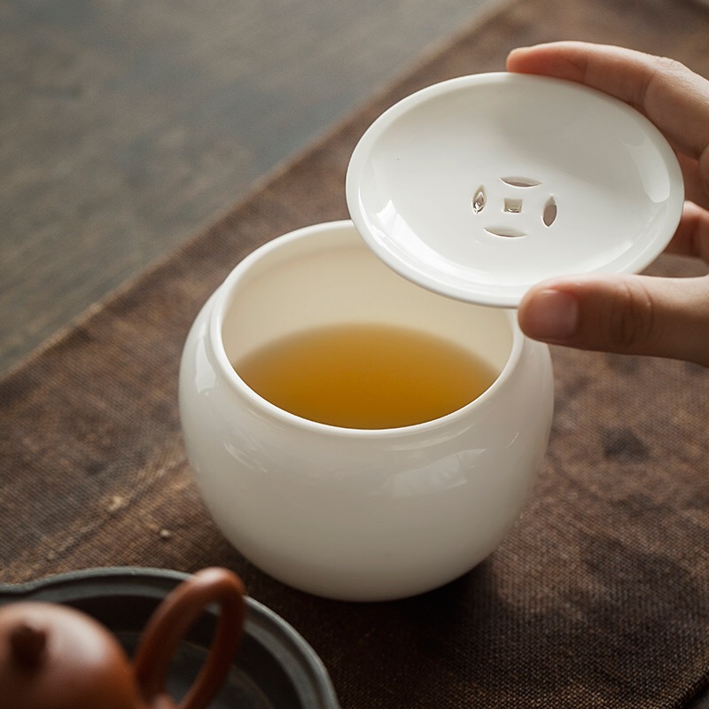 Tang dehua white porcelain tea wash water, after the household Japanese have the ceramic cover small built water tea accessories tea taking with zero