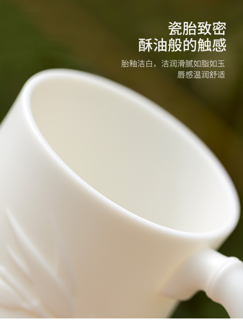 China tang dehua white porcelain manual Chinese ceramic filter with cover cup office household glass tea cup