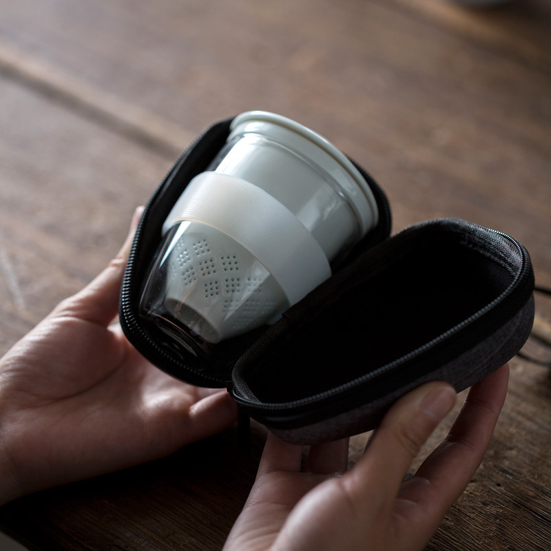 Don difference up is suing tourism crack ultimately responds a pot of two cups of white porcelain portable travel package ceramic tea set tea cups