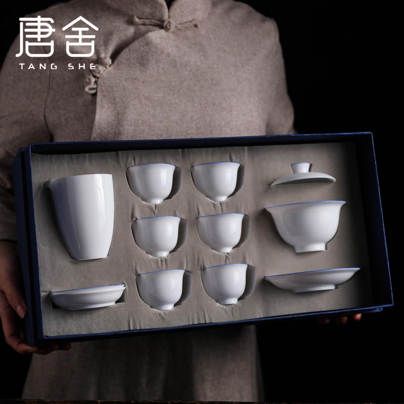 Don difference up little thin set for ceramic kung fu tea set 6 people with office large contracted tureen white porcelain cups