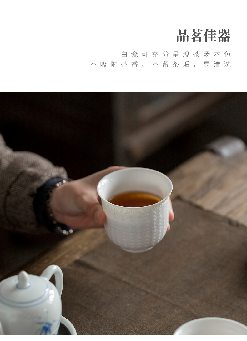 Tang dehua white porcelain shed buford cup kung fu tea cups manual sample tea cup heart sutra large master cup ceramic cup