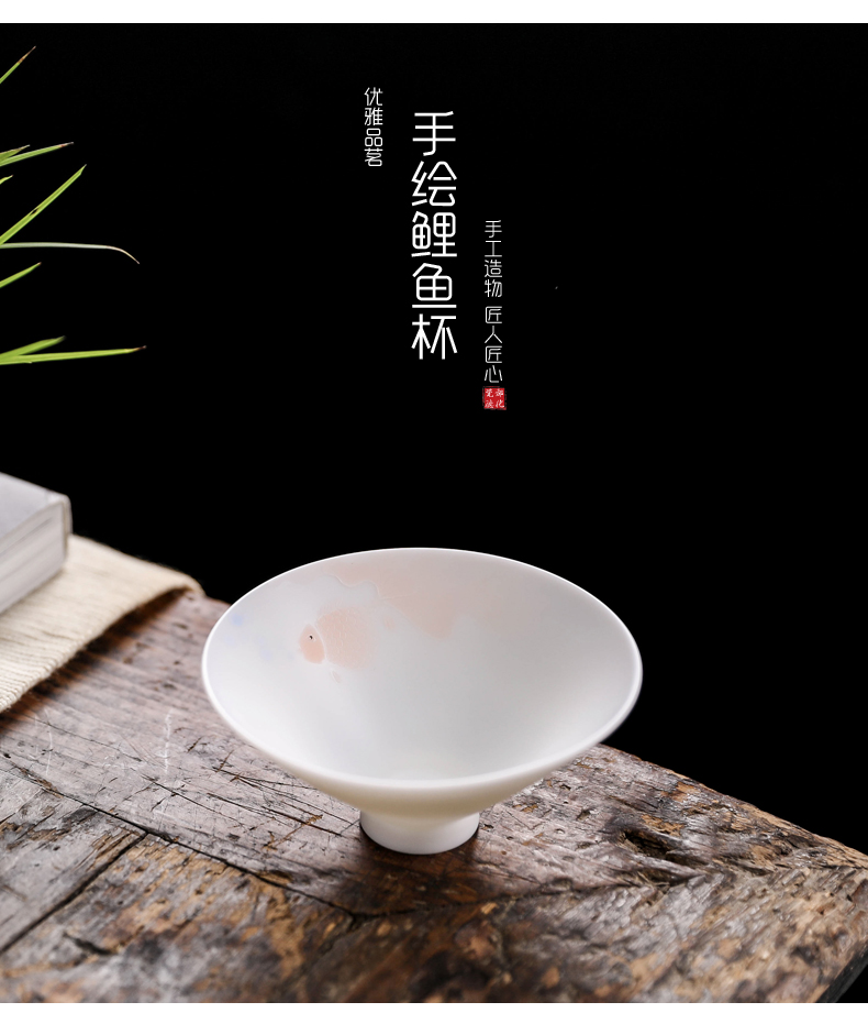 Tang s hand sample tea cup kung fu tea set ceramic cups white porcelain lotus hat cup personal single CPU master CPU