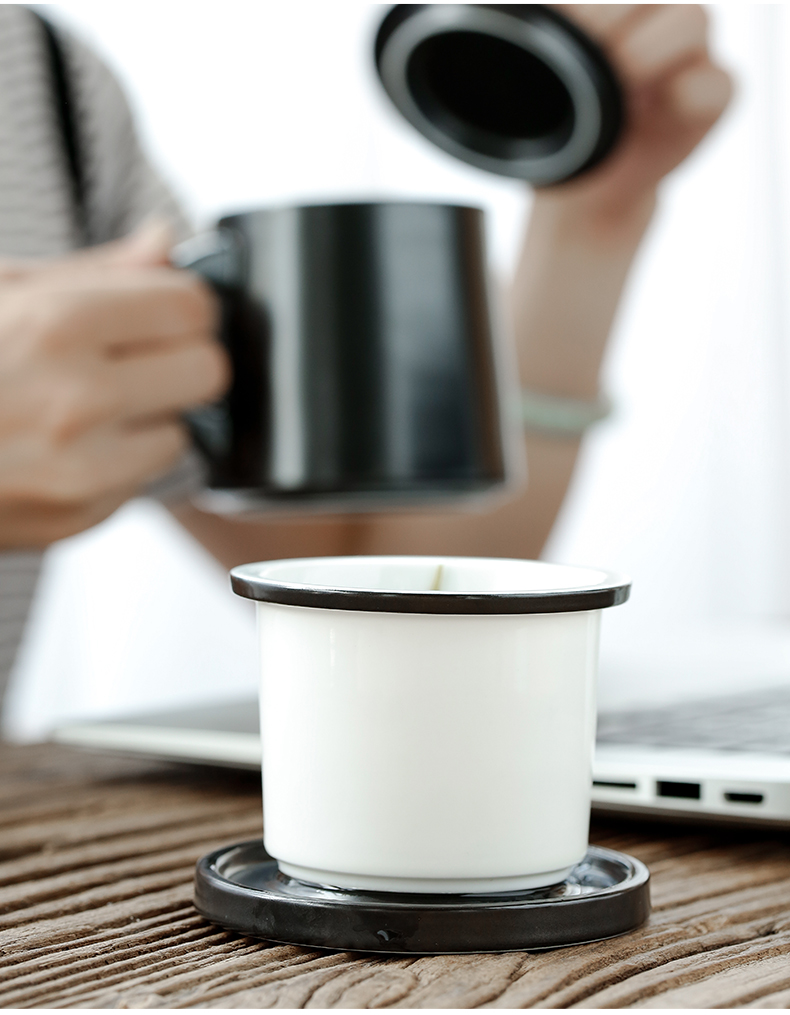Tang s creative ceramic cups with cover filter couples cup keller office household Japanese tea cups