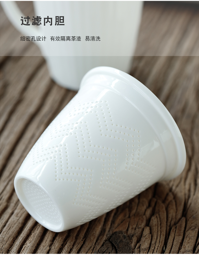 Don difference up Chinese dehua white porcelain cup with cover filter office home boss meeting personal cup water