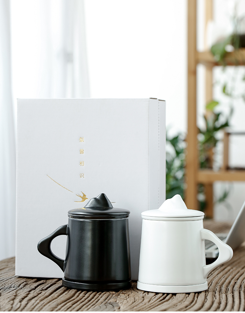 Tang s creative ceramic cups with cover filter couples cup keller office household Japanese tea cups