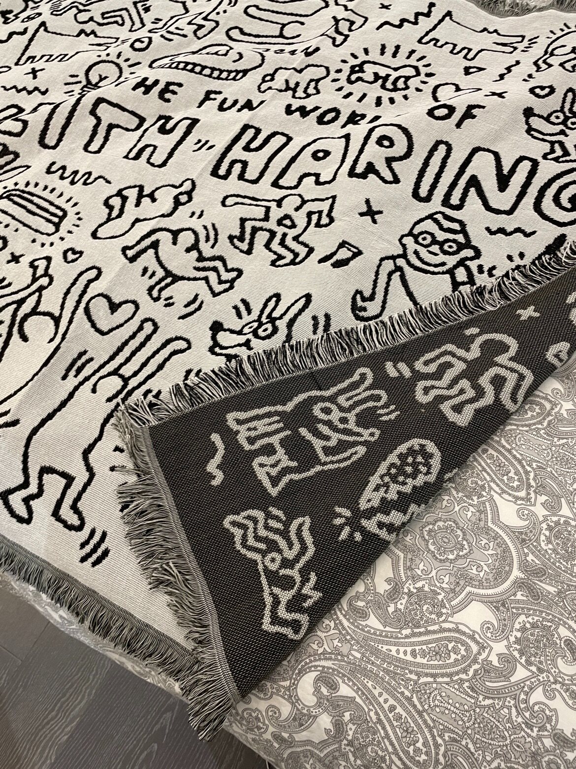 Гобелен 涂鸦大师 凯斯哈林 keith haring个性运动卡通毯沙发毯四季多用毯