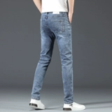 Демисезонные светлые эластичные штаны, джинсы, универсальные повседневные брюки, свободный прямой крой