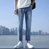 Tide, светлые летние тонкие джинсы, дышащие штаны для отдыха, свободный прямой крой