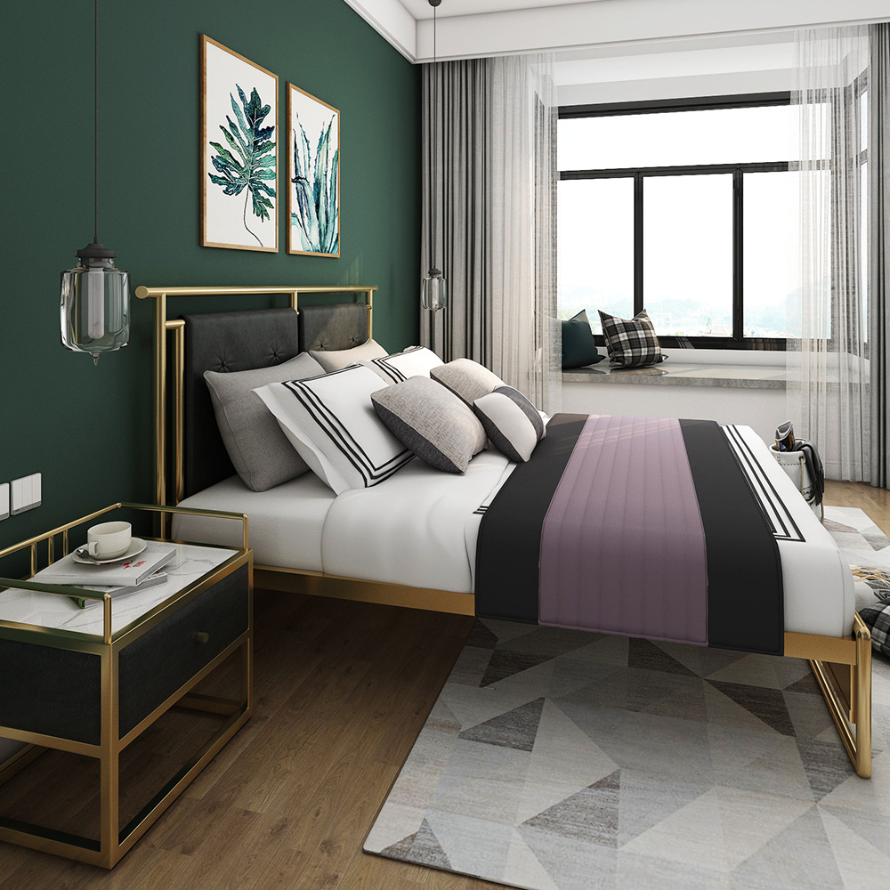 Nordic Ins Wind Modern Minimalist Iron Art Bed Master Bed single 1 5 m 1 8 m Apartment Tied iron bed frame