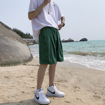 Summer Cotton Corduroy Shorts Mens Fashion Retro Casual Sho