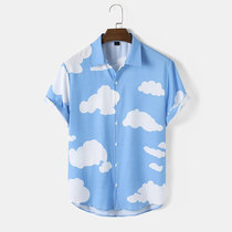 Mens Short Sleeve Hawaiian Shirts 3D Fashion Cloud Print La