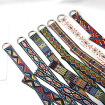 Bohemian Print Belt For Women Metal D Ring Buckle Harajuku