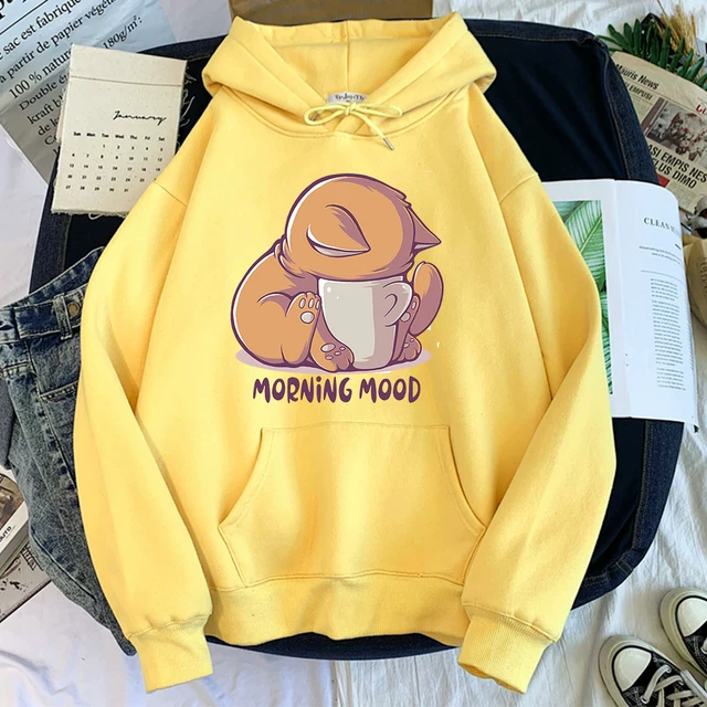 [Худи kawaii кот Cartoon Print женское худи с капюшоном]