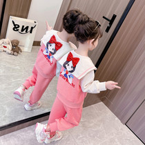 Girls' fashionable suit spring suit 2023 new spring and autumn airnet red little girl baby boy two-piece sports