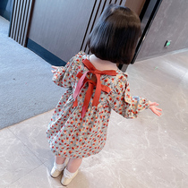 Girl spring dress 2021 New Korean version of foreign air flower girl baby spring Princess childrens skirt Cotton