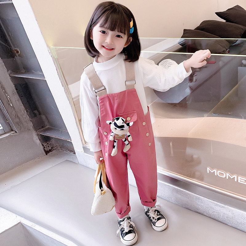 Female Baby Cuddling Bag Pants Spring Autumn 2021 New Outwear Children Foreign Pie Korean Version Casual Pants Girl Autumn Clothing Thin