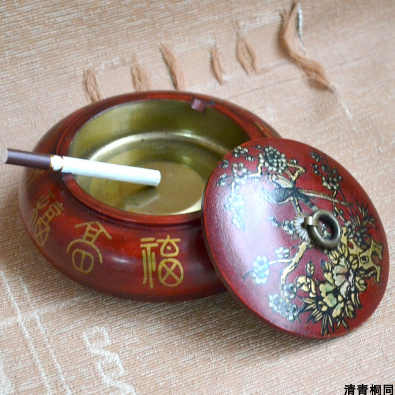 Antique retro antique antique small ashtray model room living room study ancient shelf new Chinese decorations