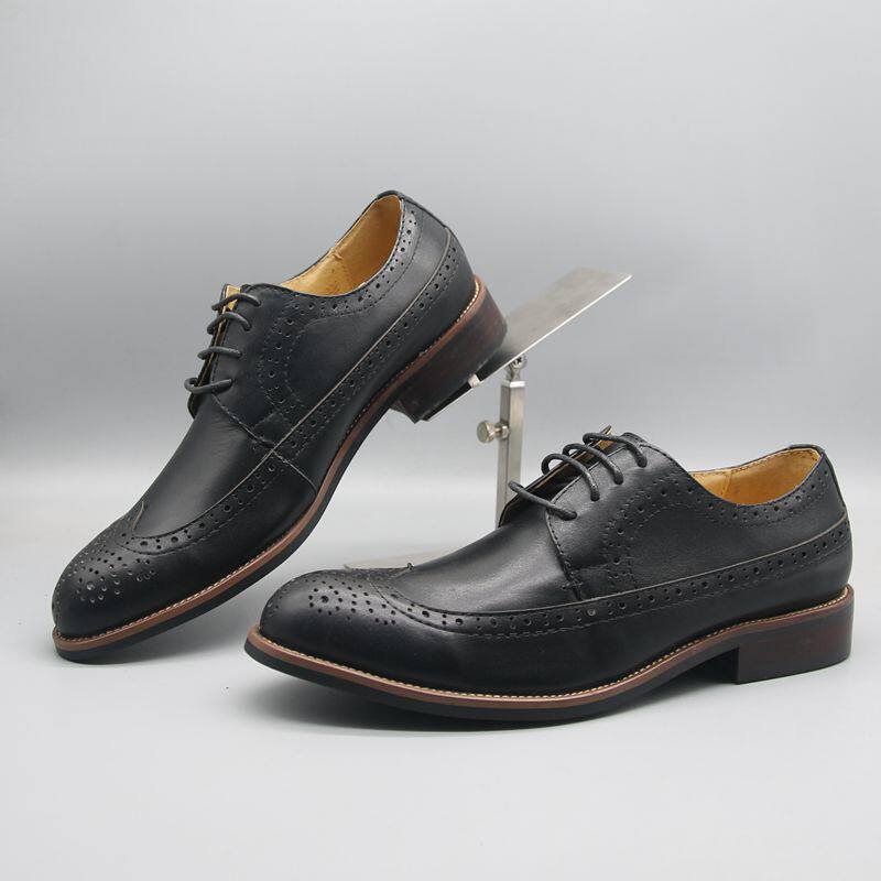High-end picking out foreign trade tail leather men shoes low gang head skin hand sewing English leisure business shoes
