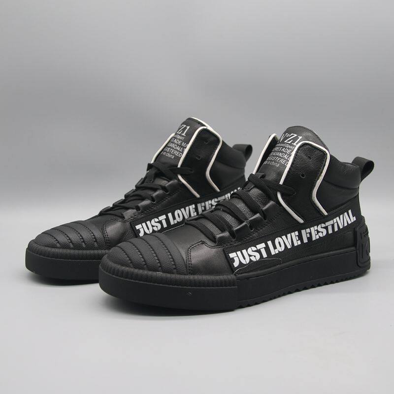 Factory Clearance Foreign Trade Tail Order Leakage Genuine Leather High Top Sneakers Trendy Versatile Comfortable First Layer Cowhide Casual Men's Shoes