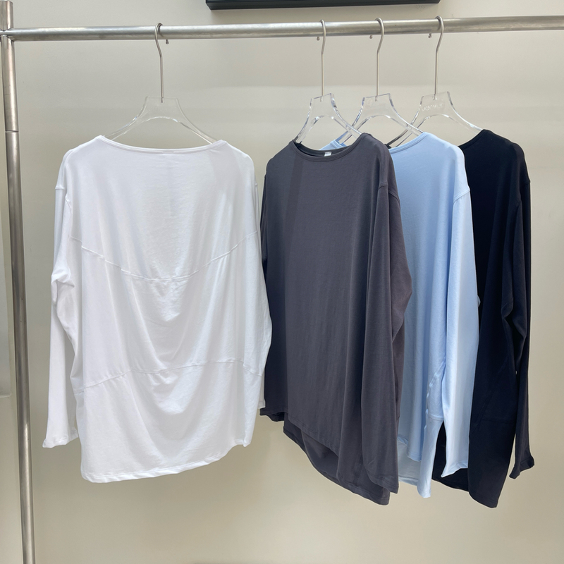 Versatile Lycra Cotton Slimming Off-Shoulder Turtle Neck Design T-Shirt, Loose Fit Sports Yoga Long-Sleeve Top Versatile Lycra Cotton Slimming Off-Shoulder Turtle Neck Design T-Shirt, Loose Fit Sports Yoga Long-Sleeve Top