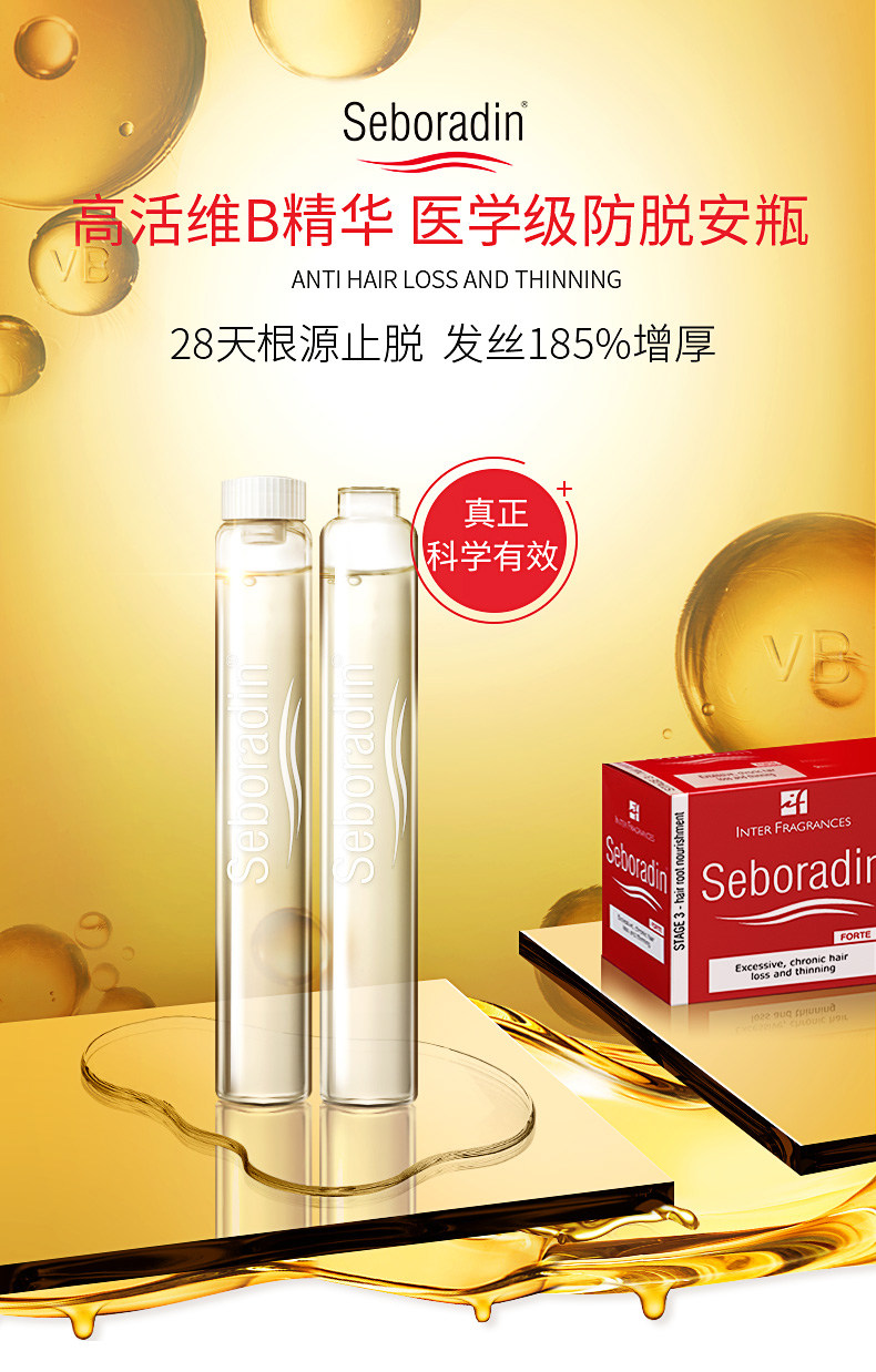波兰进口 Seboradin 丝柏汀 增发防脱营养精华安瓶 5.5g*14支*2件 多重优惠折后￥189包邮包税（拍2件）