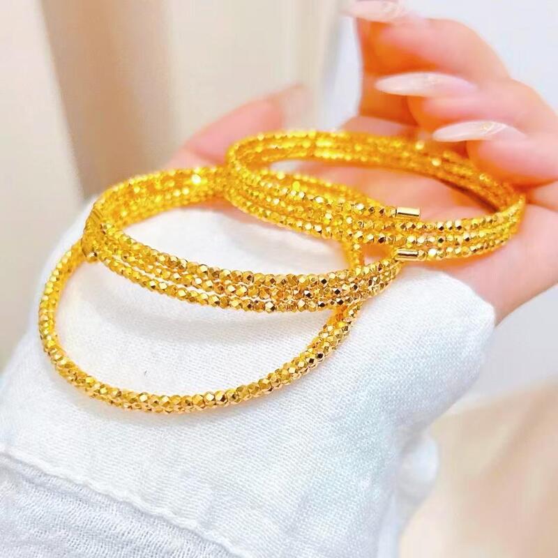 New 18K Gold-Plated Bouncy Bead Bracelet for Women, Three-Circle Spring Memory Bracelet, Gold-Plated Bracelet with Dazzling Sparkle, Gift-Giving New 18K Gold-Plated Bouncy Bead Bracelet for Women, Three-Circle Spring Memory Bracelet, Gold-Plated Bracelet with Dazzling Sparkle, Gift-Giving