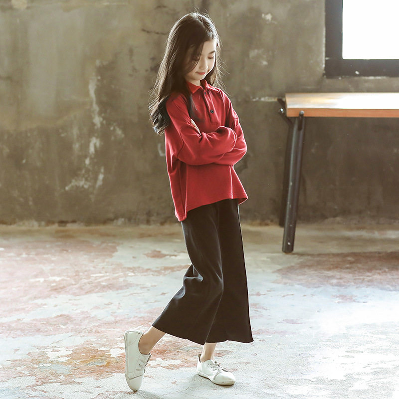 UK Next Kiss CUHK Scout Broadlegged Pants Suit Girl Autumn Clothing 19 New Fashion Two sets